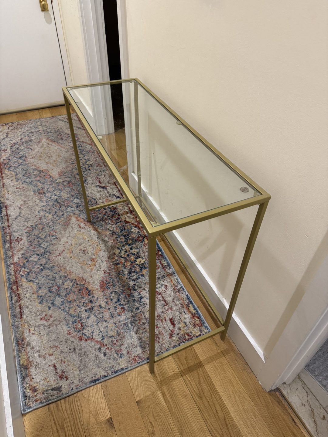 VASAGLE Gold Metal Frame Glass Top Console Table - photo 3