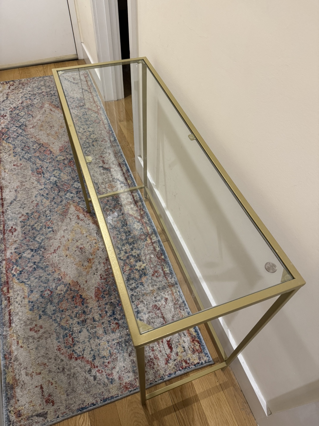 VASAGLE Gold Metal Frame Glass Top Console Table