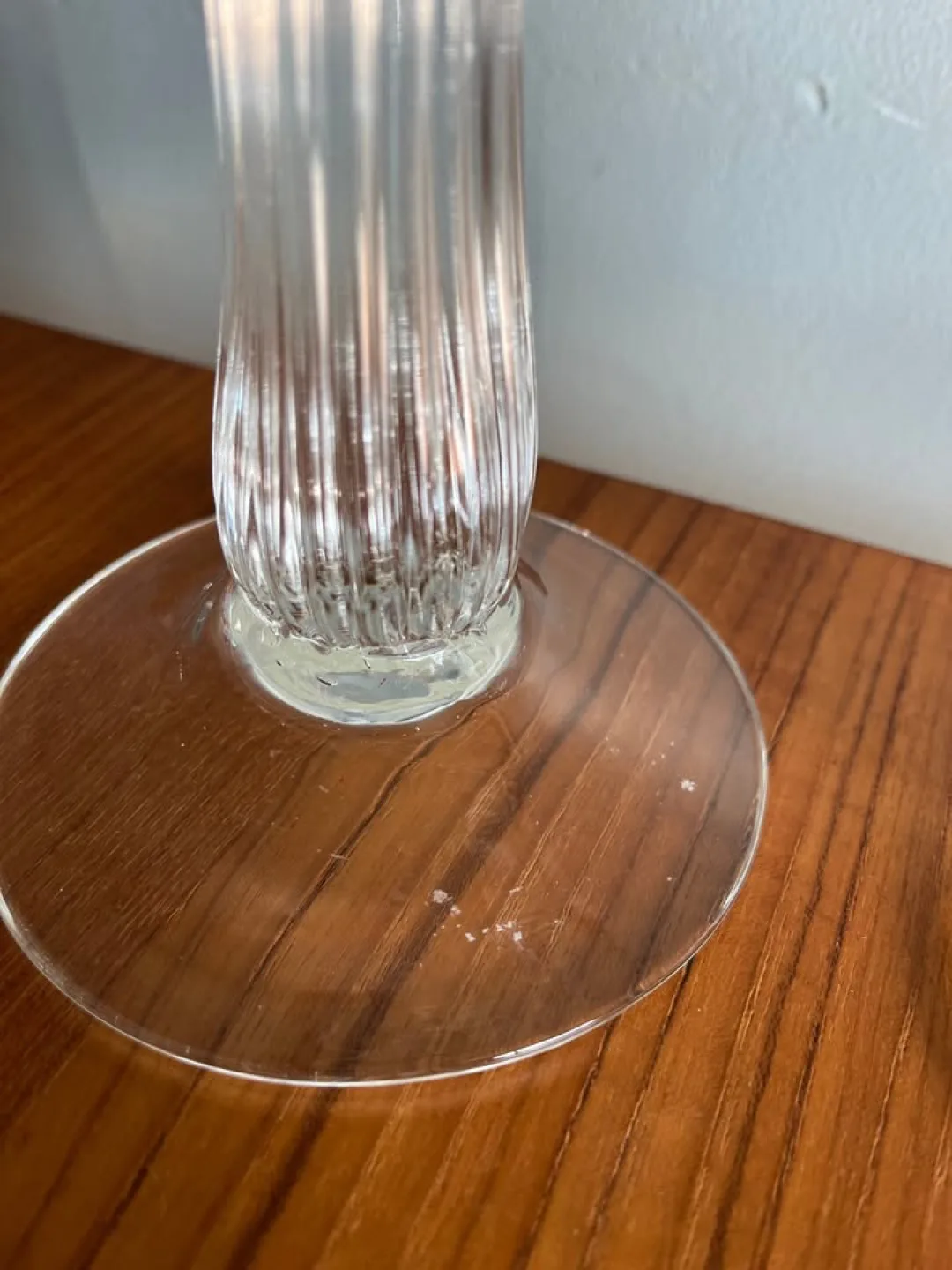 Pair of elegant ribbed glass candle holders- 12” tall image indicator(3)
