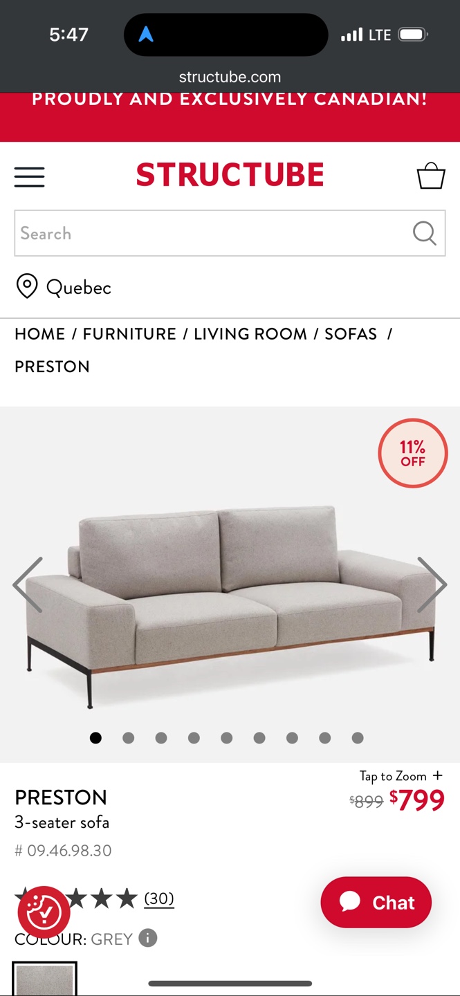 Structube Preston 3-seater Sofa - Grey - photo 3