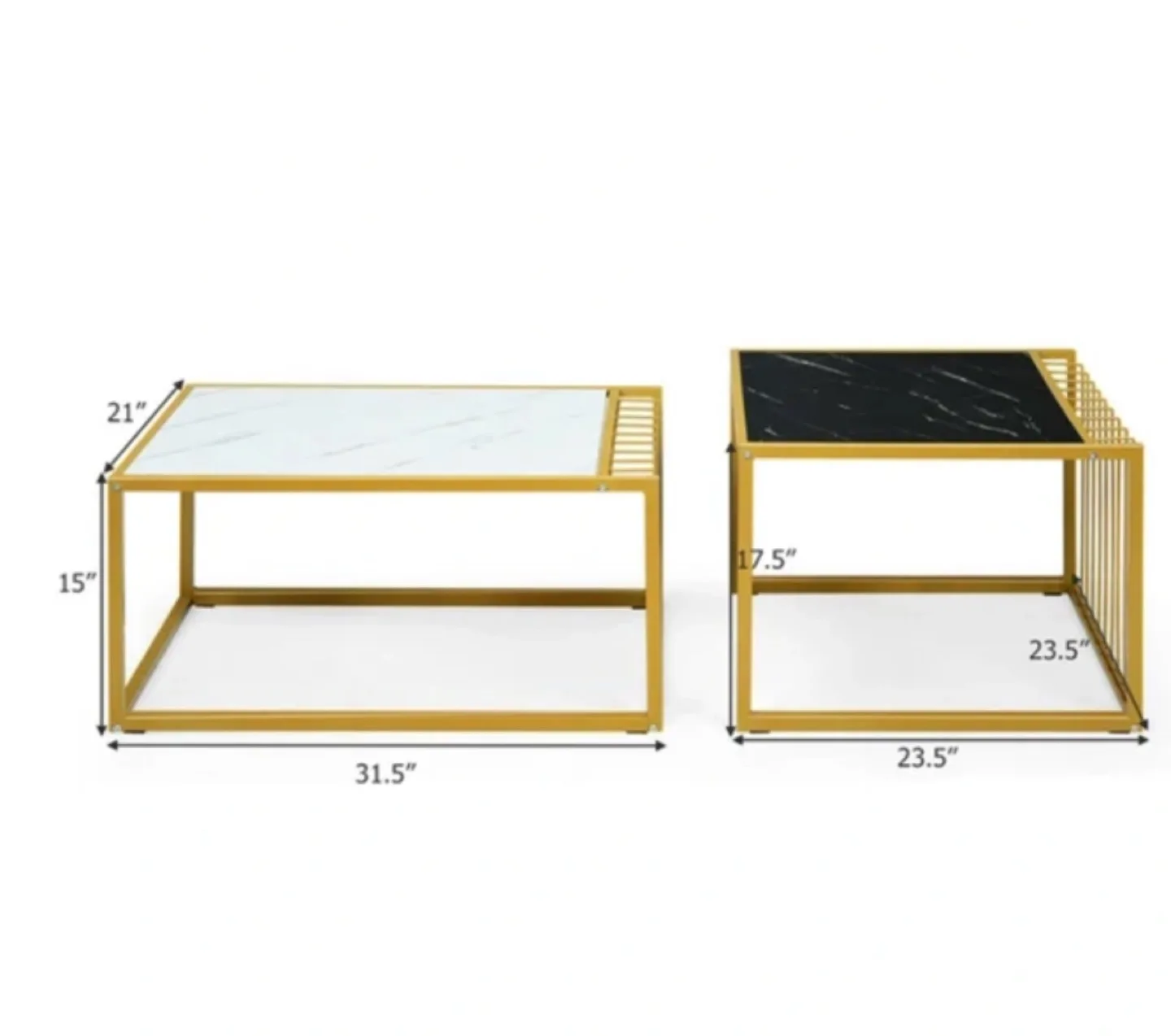Wayfair Gold Metal Frame Nesting Coffee Tables Set - Marble Top thumbnail