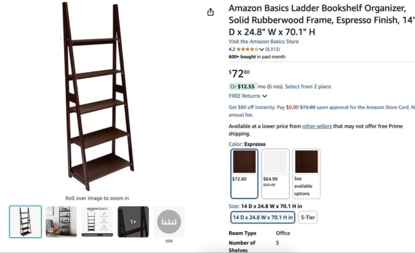 Amazon Basics Ladder Bookshelf - photo 3