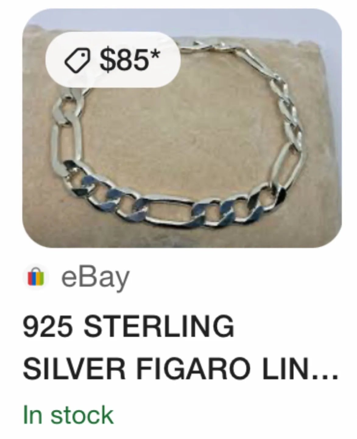 Sterling Silver Figaro Chain Bracelet image indicator(5)