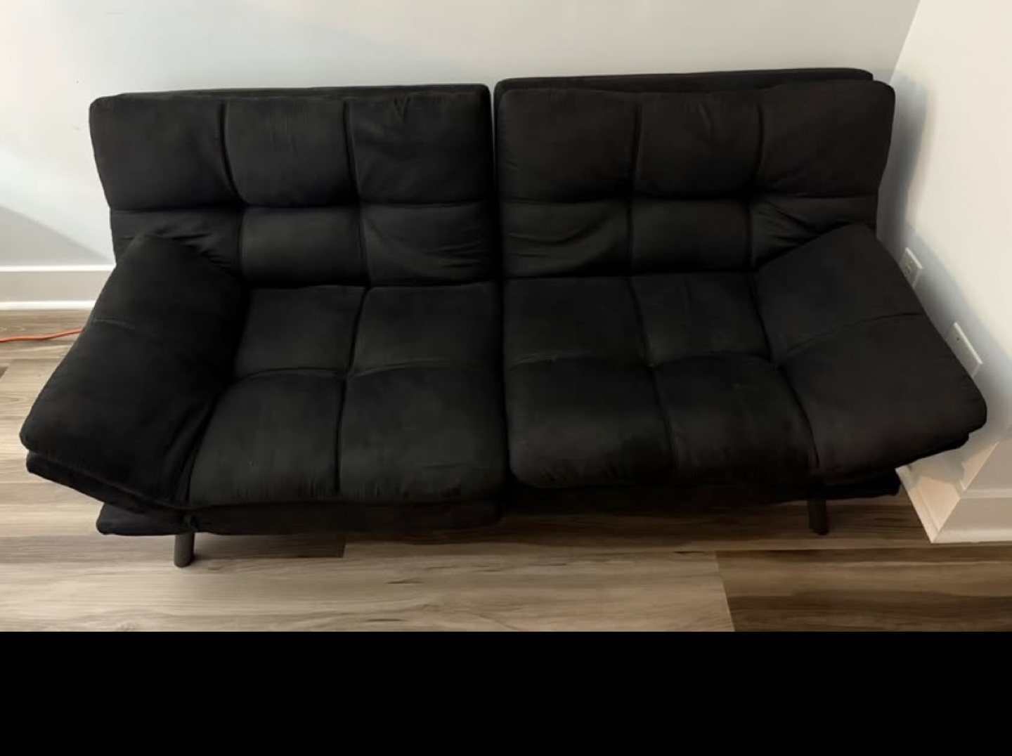 Black velvet Sofa Bed - photo 5
