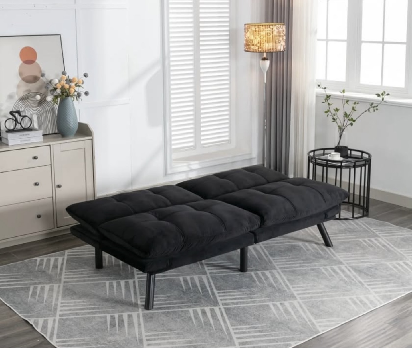 Black velvet Sofa Bed - photo 2