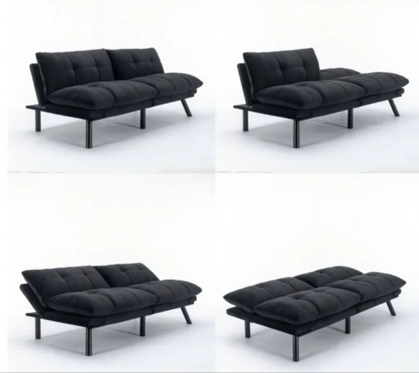 Black velvet Sofa Bed - photo 3