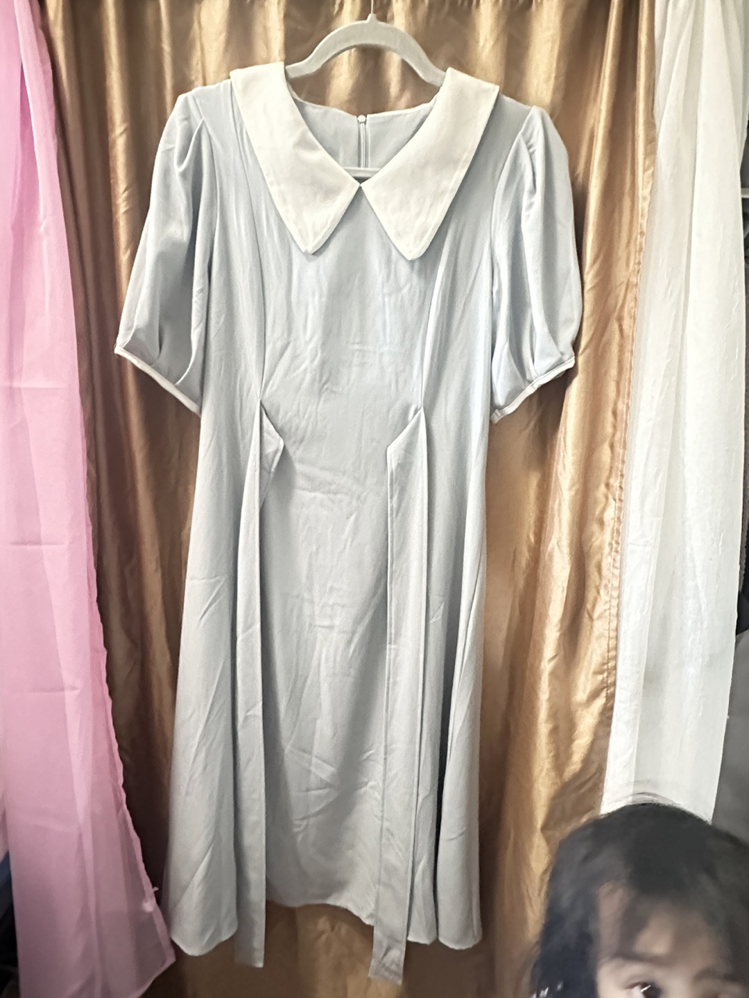 SHEIN DAZY Contrast Collar Puff Sleeve Dress - photo 3
