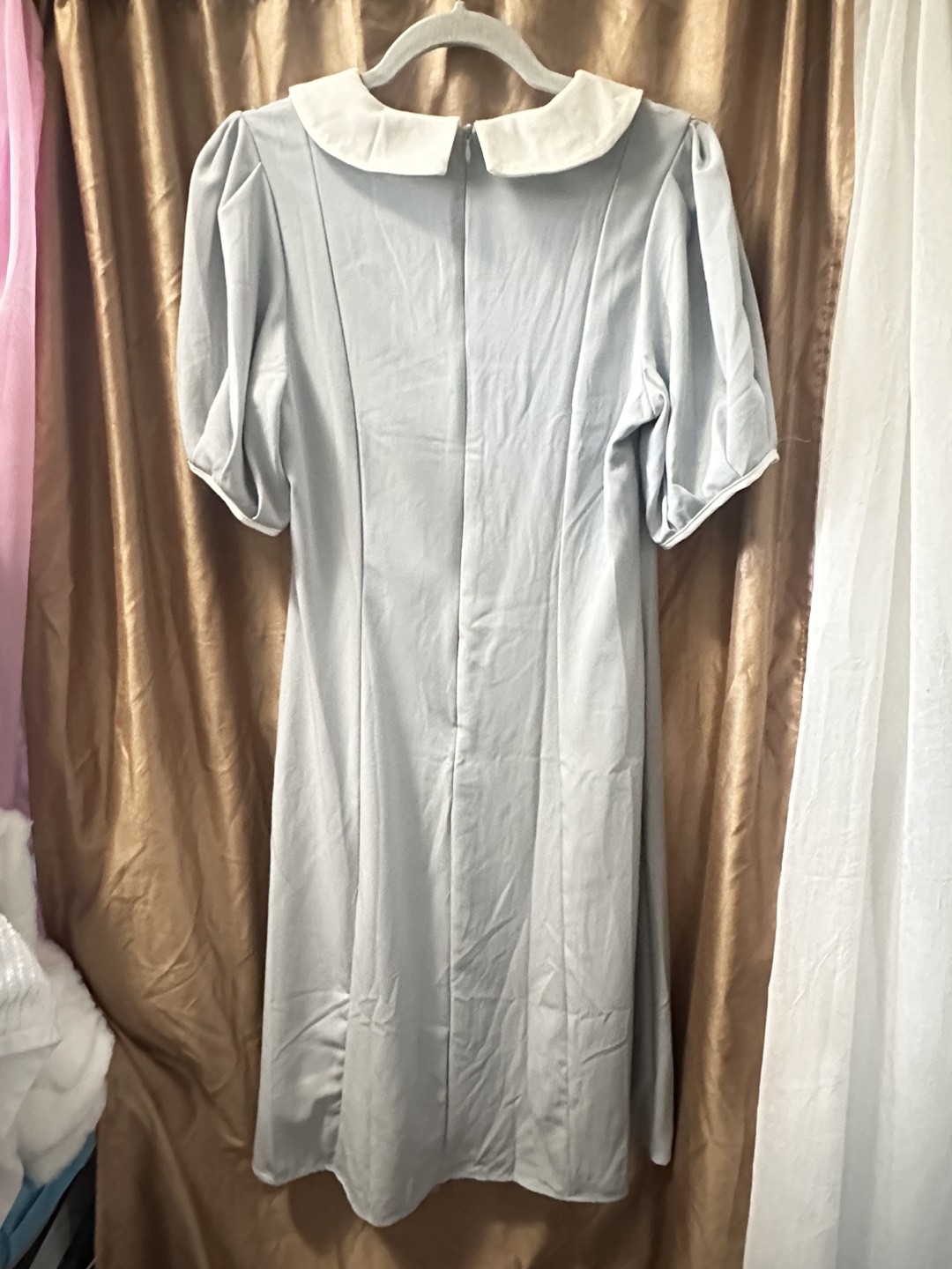 SHEIN DAZY Contrast Collar Puff Sleeve Dress - photo 4