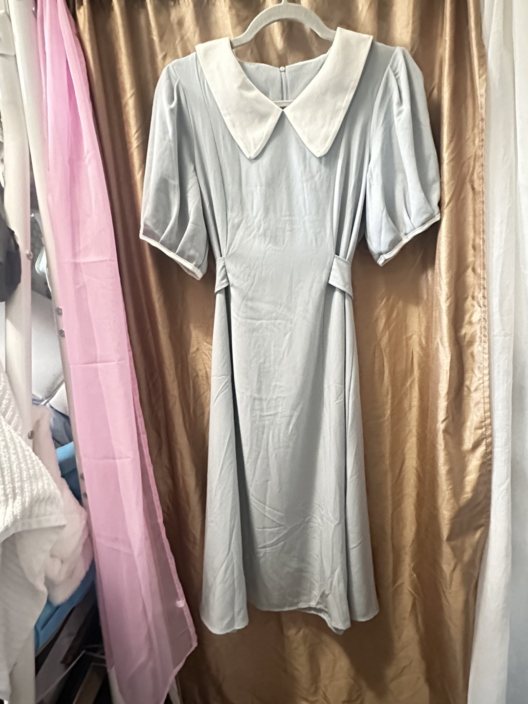 SHEIN DAZY Contrast Collar Puff Sleeve Dress - photo 2