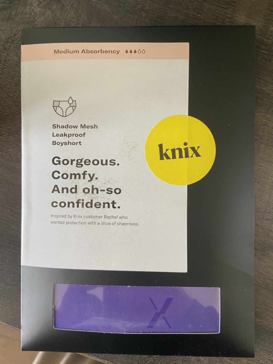 Knix Shadow Mesh Leakproof Boyshort - Medium Absorbency - Purple