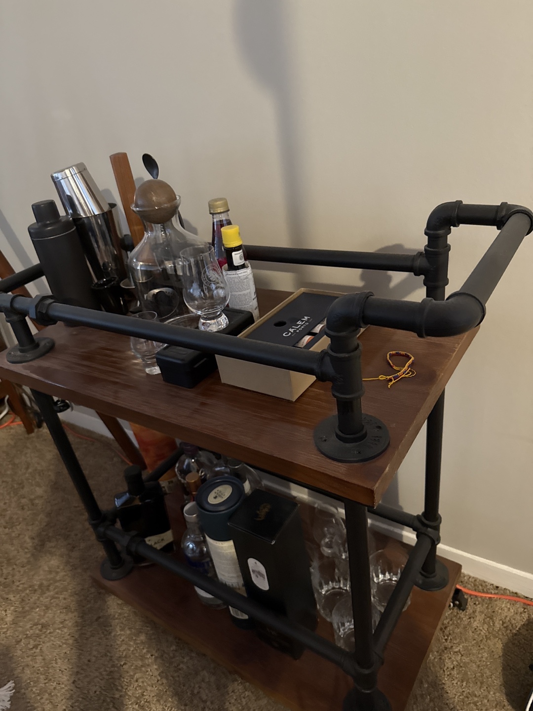 Industrial Pipe 2 level Bar Cart - photo 3