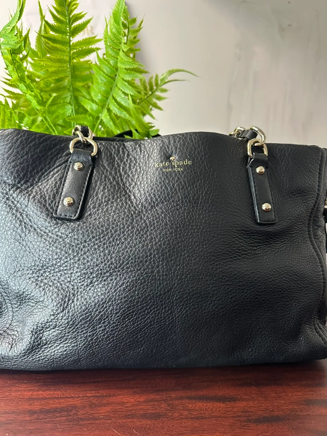 Kate Spade New York Black Leather Tote Bag thumbnail