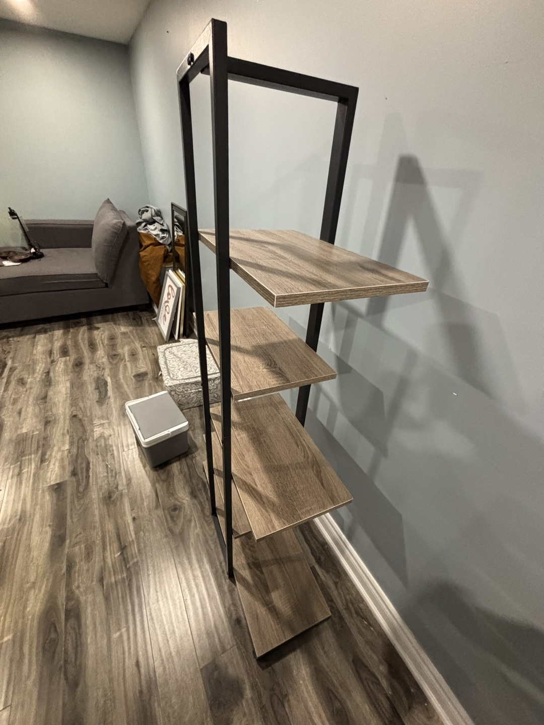 Modern 5-Tier Bookshelf with Black Metal Frame - photo 2