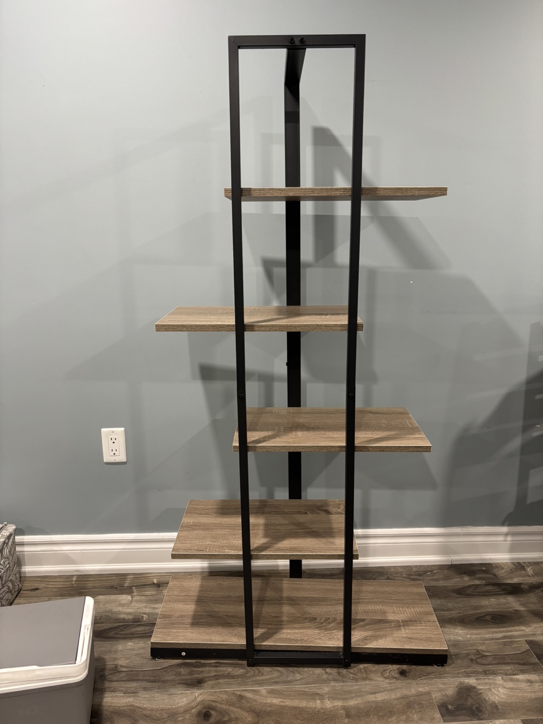 Modern 5-Tier Bookshelf with Black Metal Frame