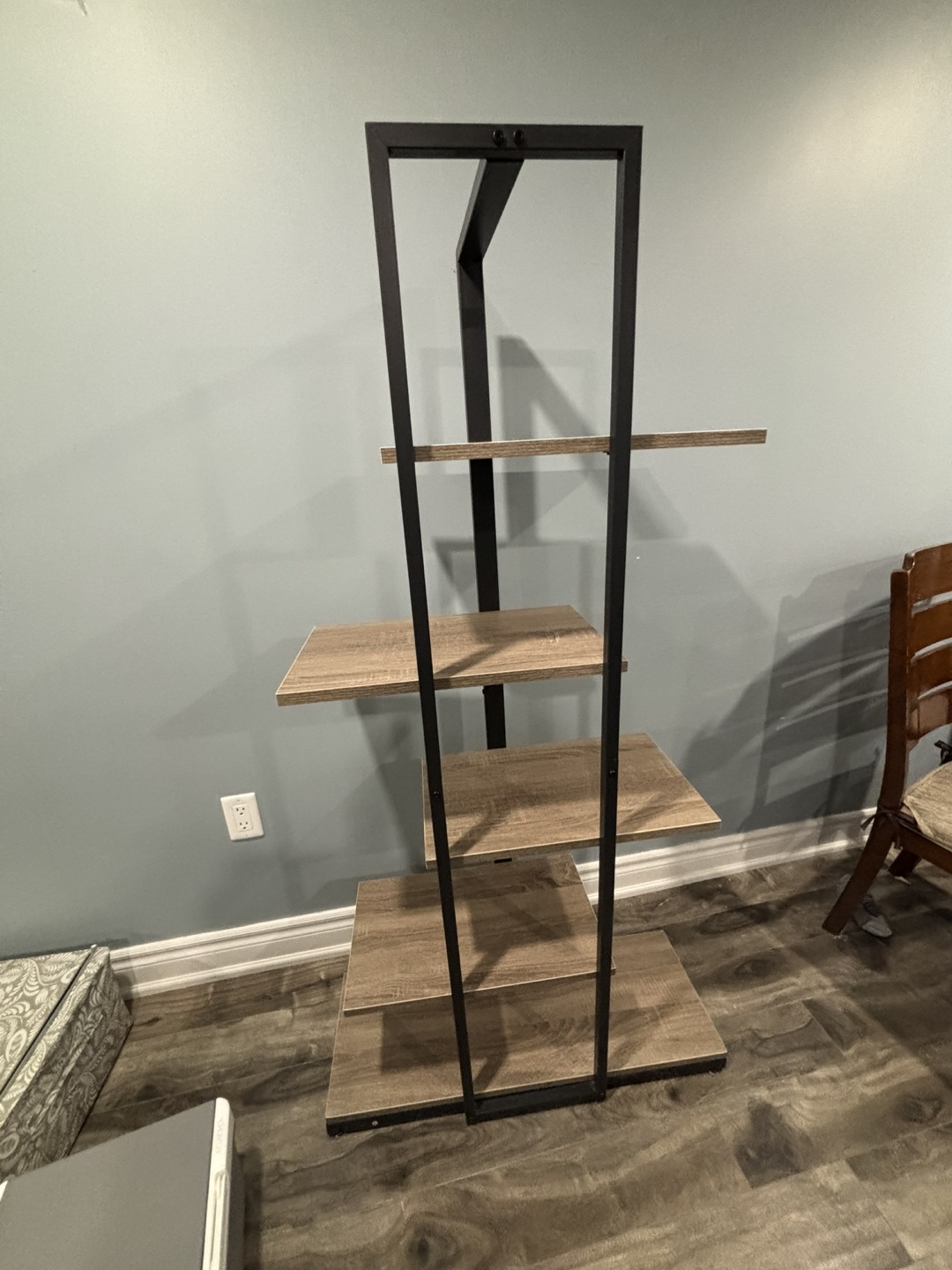 Modern 5-Tier Bookshelf with Black Metal Frame - photo 3