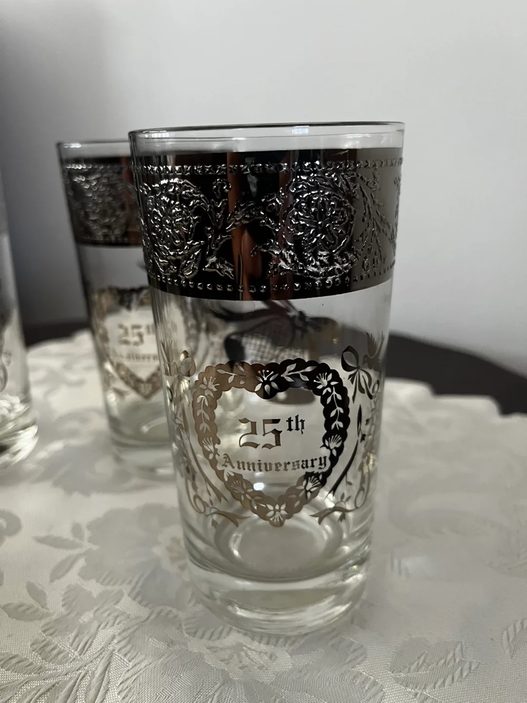 Vintage Silver 25th Anniversary Glasses Set of Four image indicator(3)
