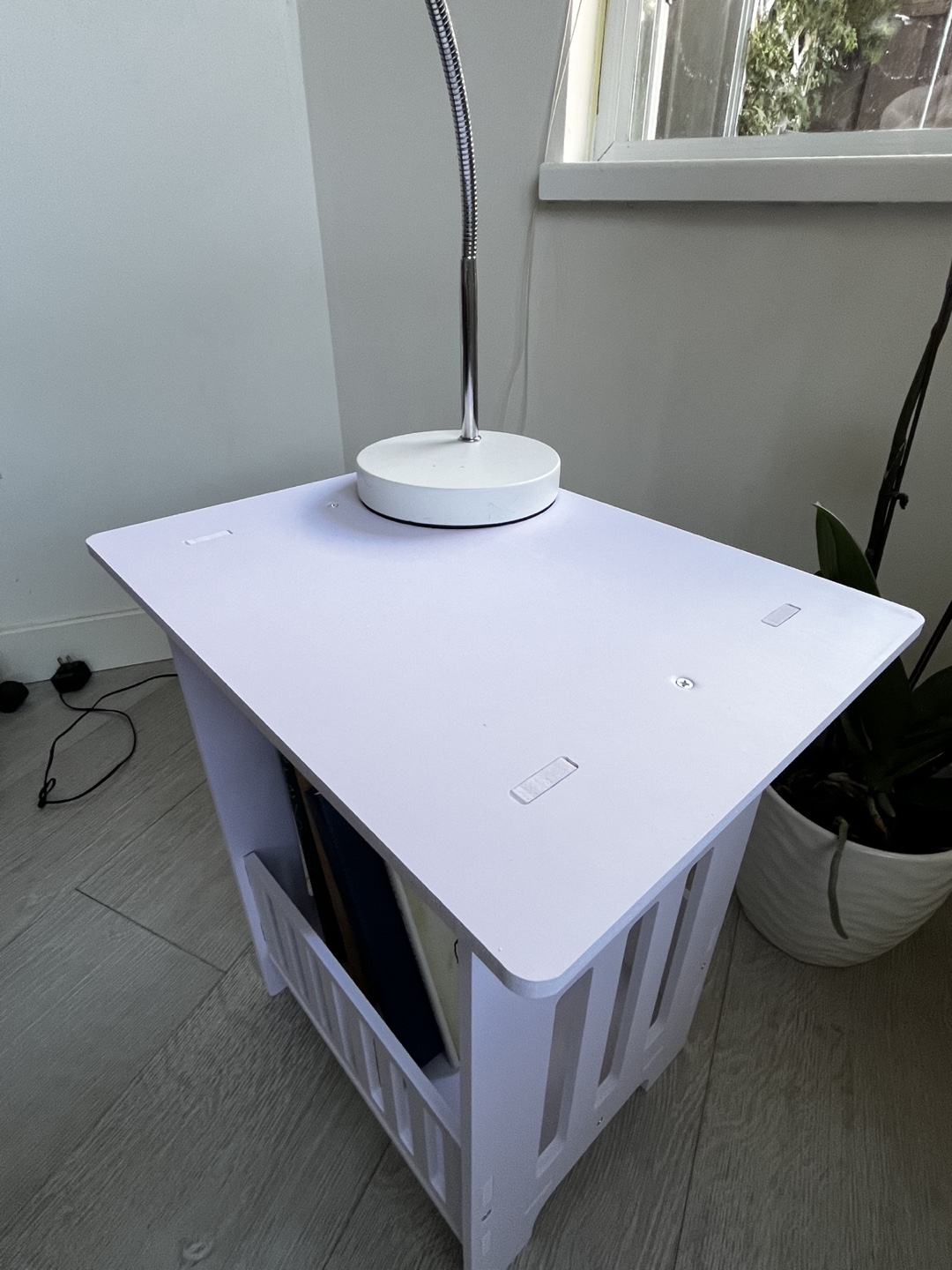 White Night Stand with Book Rack - photo 2