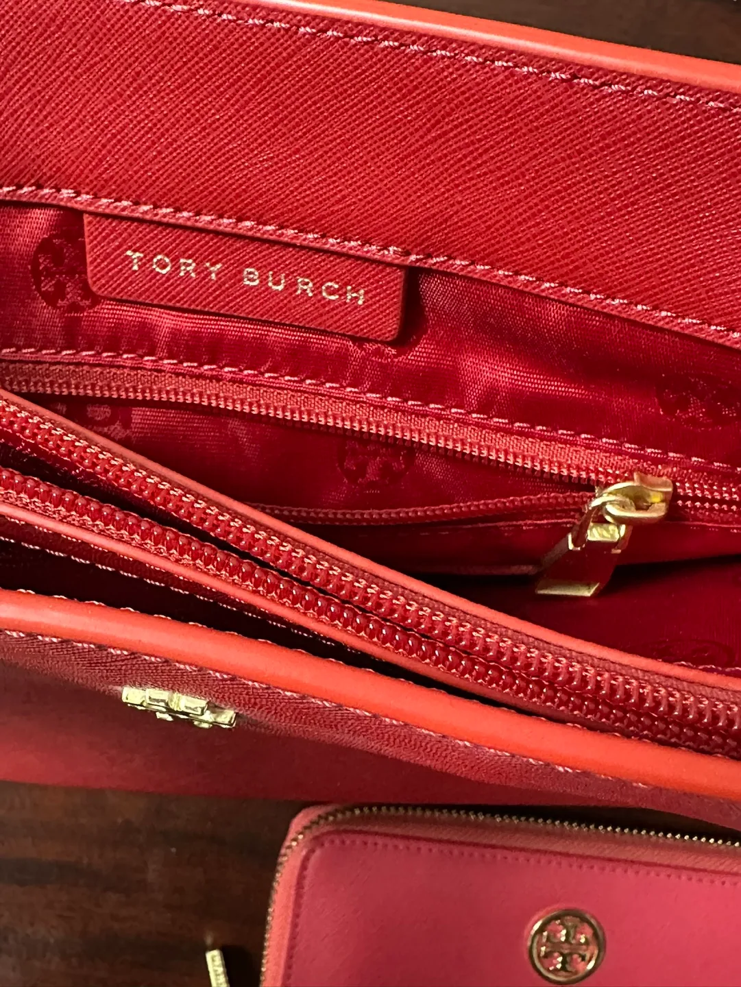 Tory Burch Red Tote Bag and Wallet Set thumbnail