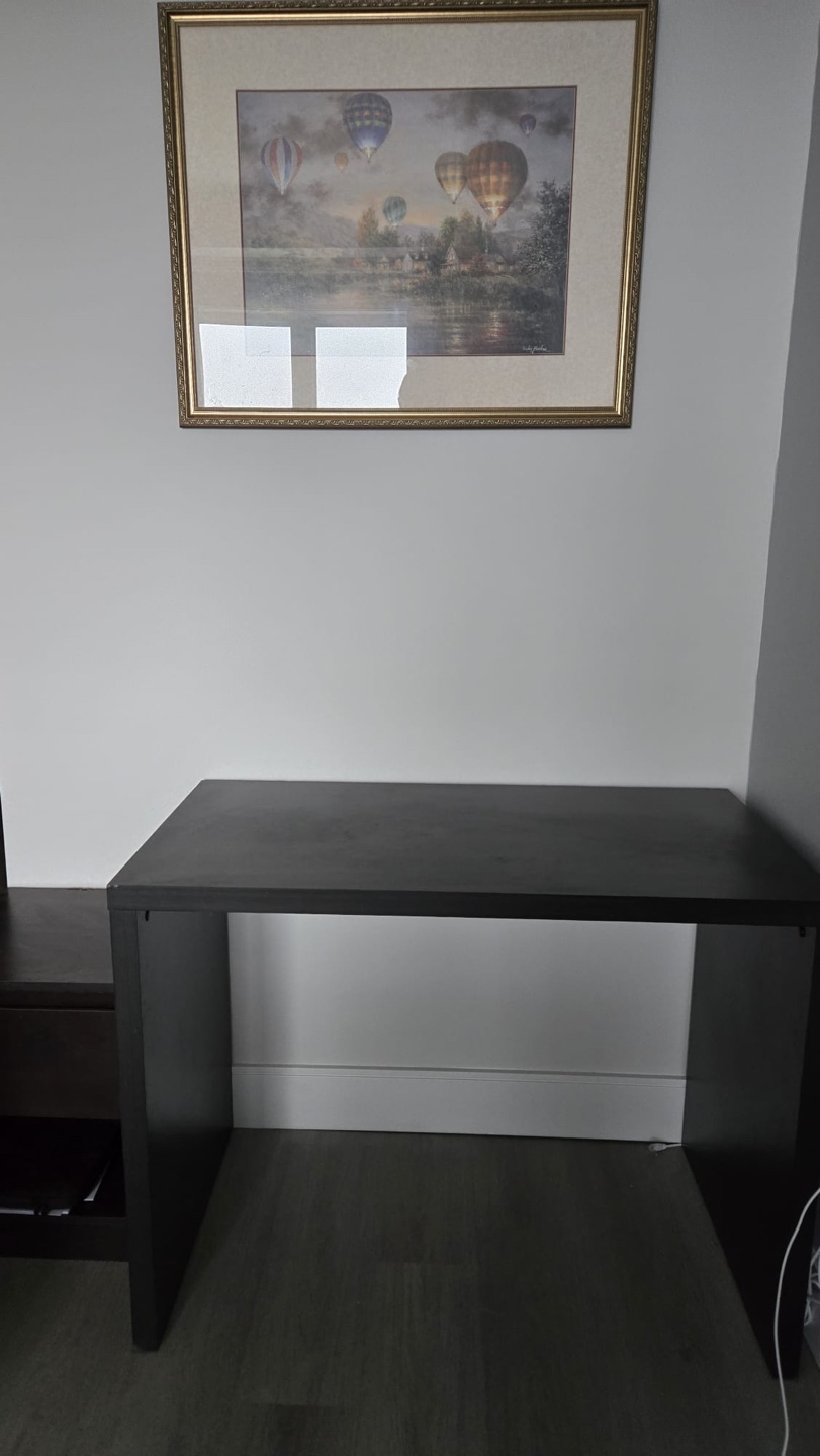 Dark Brown Desk and Nightstand Set