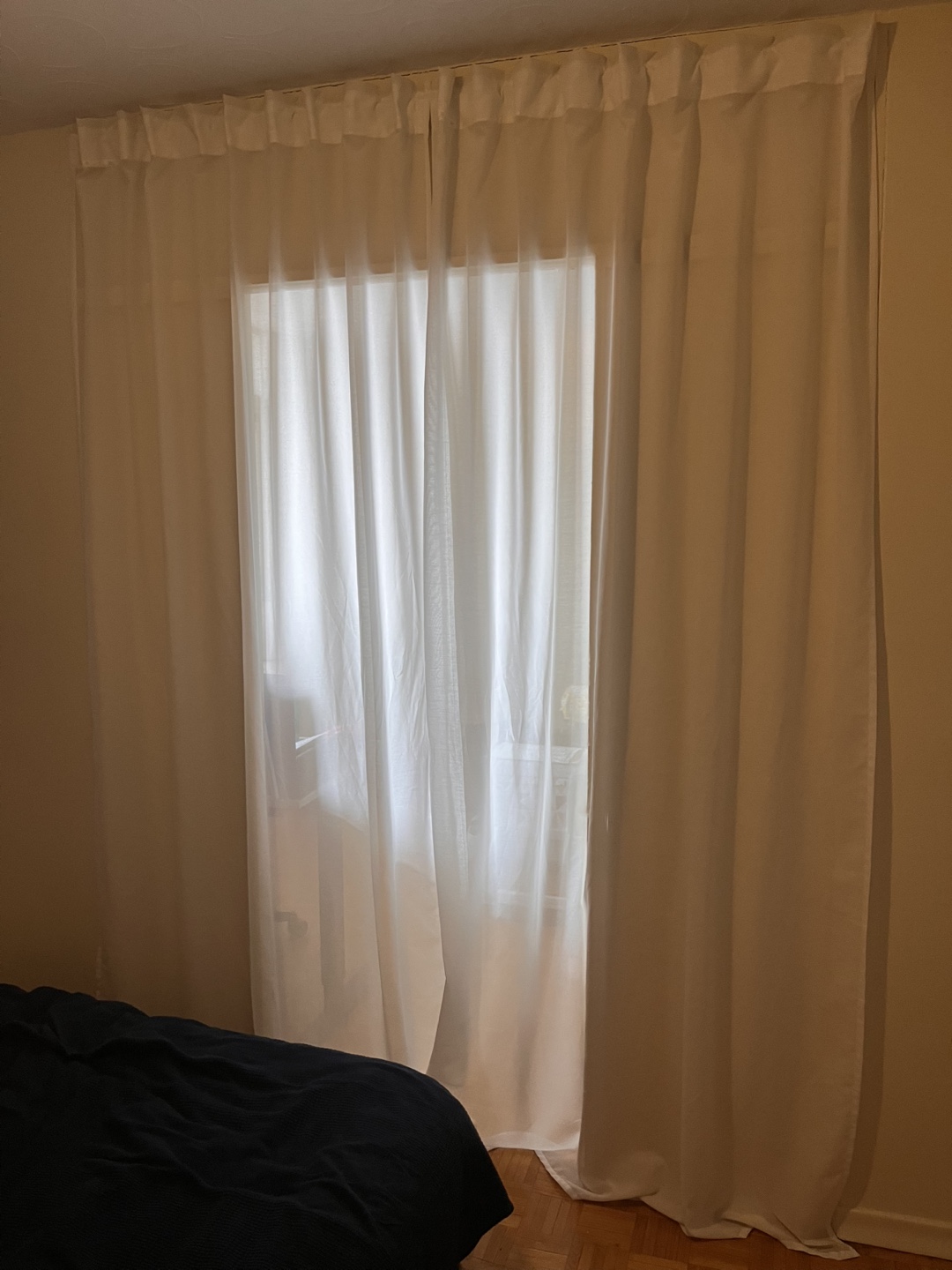 Sheer White Curtains & Tension Rod