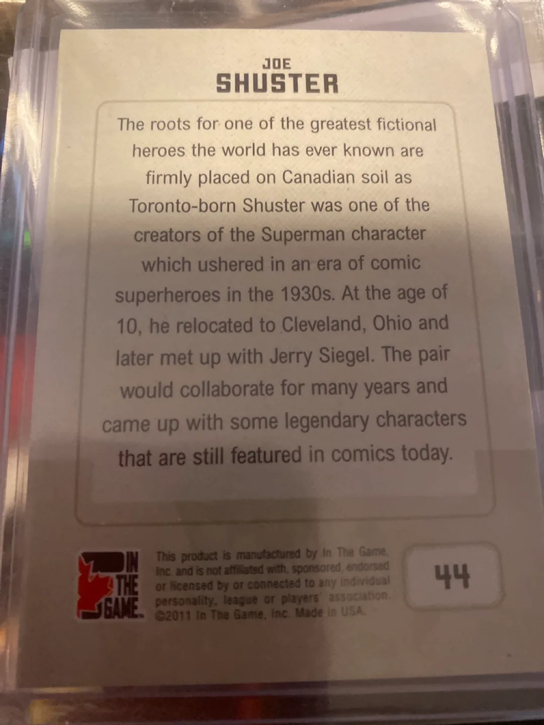 Joe Shuster In The Game Trading Card #44 image indicator(2)