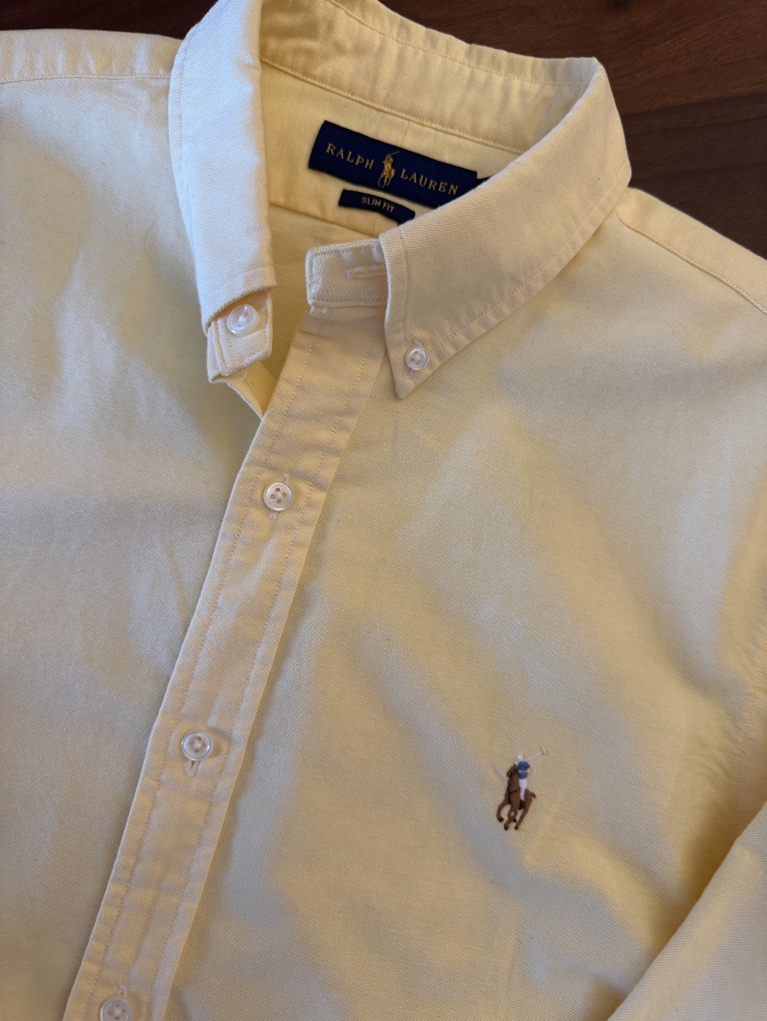 Men's Ralph Lauren Slim Fit Yellow Oxford Shirt - Size Large