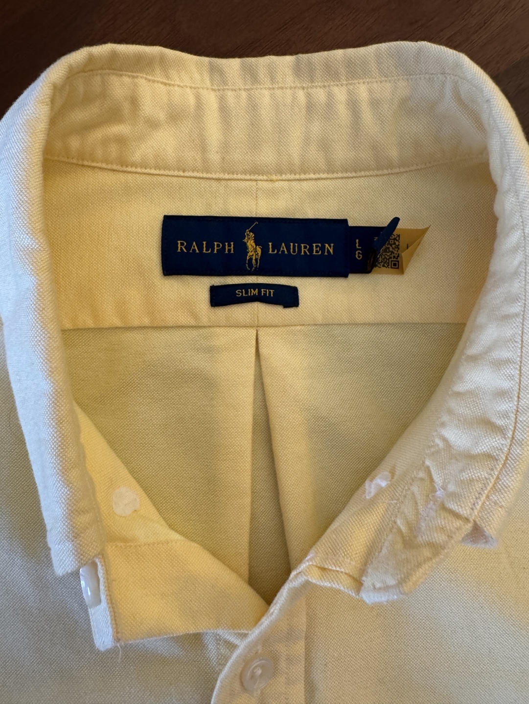 Men's Ralph Lauren Slim Fit Yellow Oxford Shirt - Size Large - photo 4