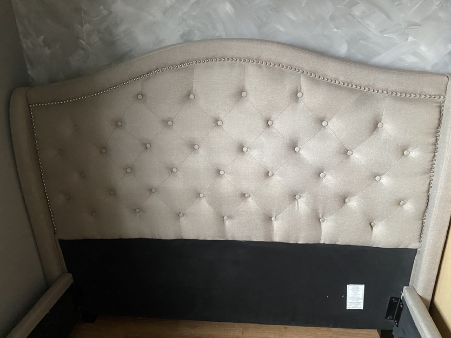 Queen-size Upholstered Bed Frame with silver buttons - photo 5