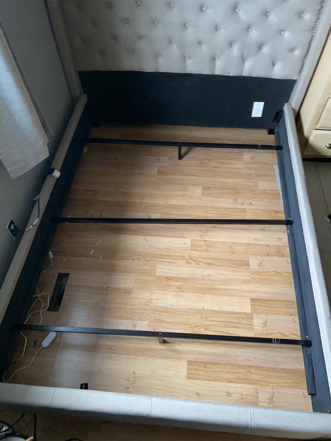 Queen-size Upholstered Bed Frame with silver buttons - photo 2