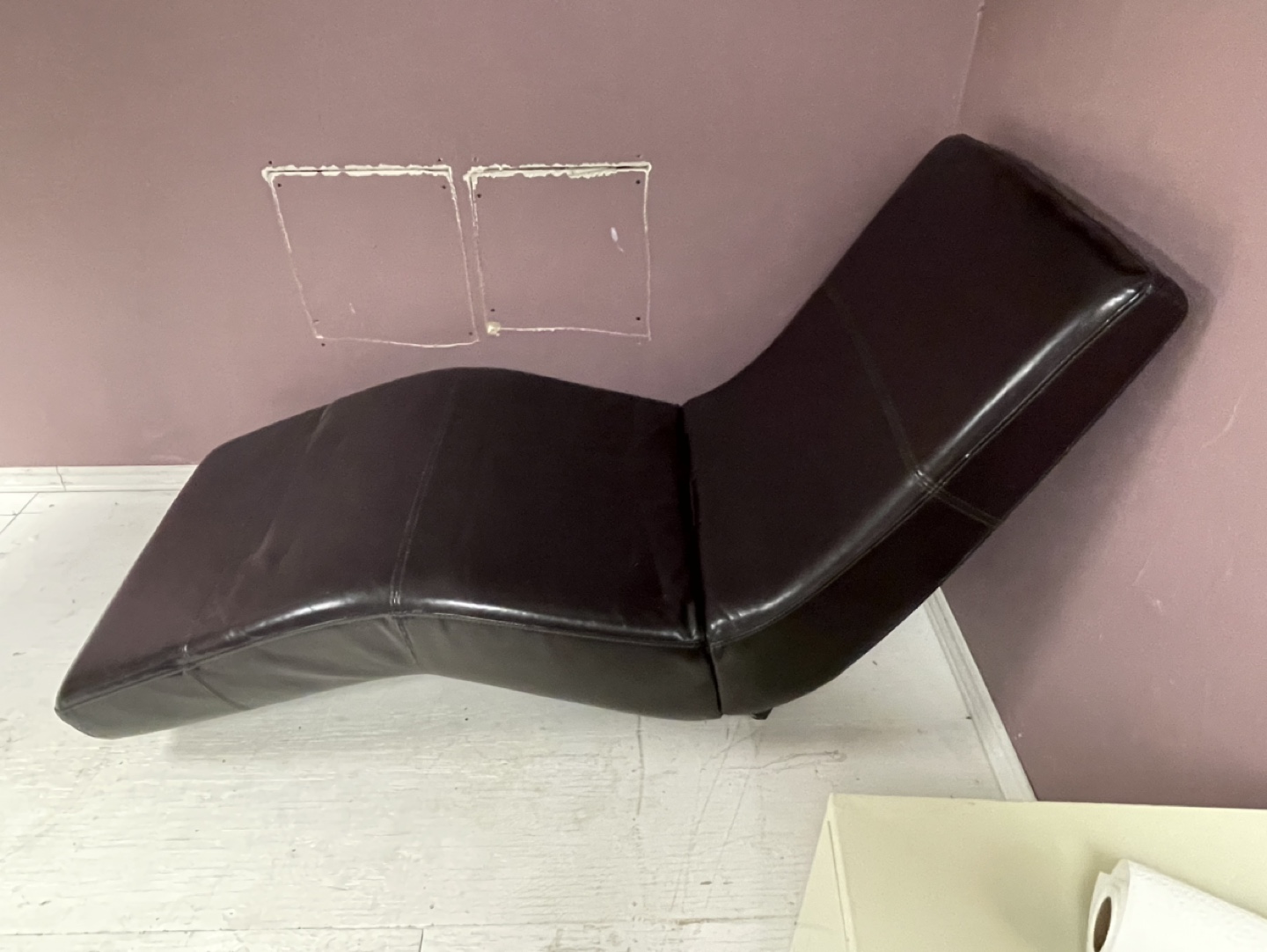 Modern Brown Faux Leather Chaise Lounge - photo 2