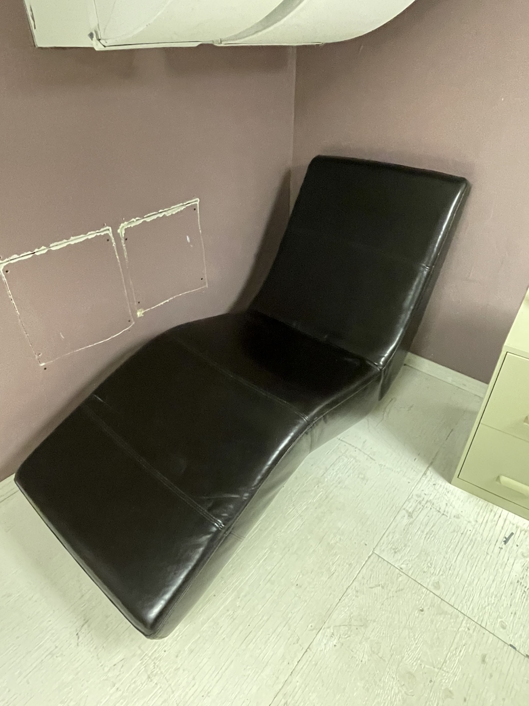 Modern Brown Faux Leather Chaise Lounge