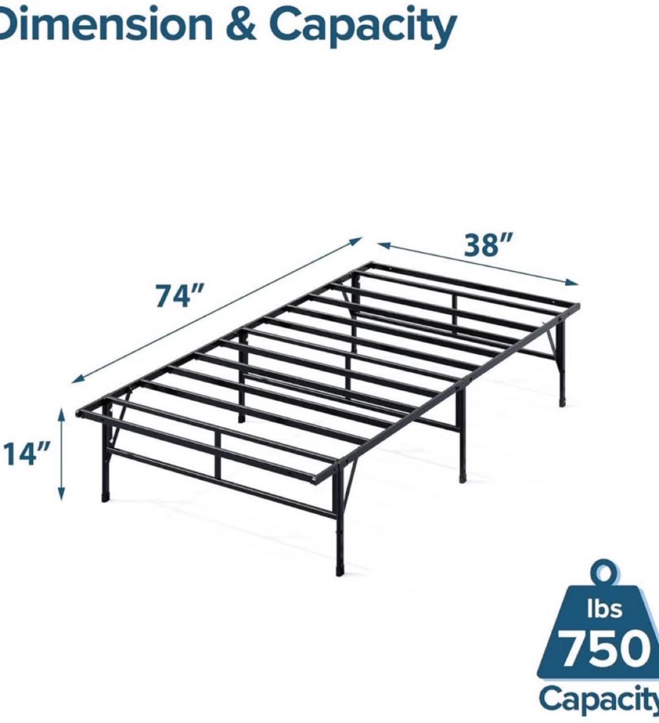 Metal Bed Frame - Twin Size