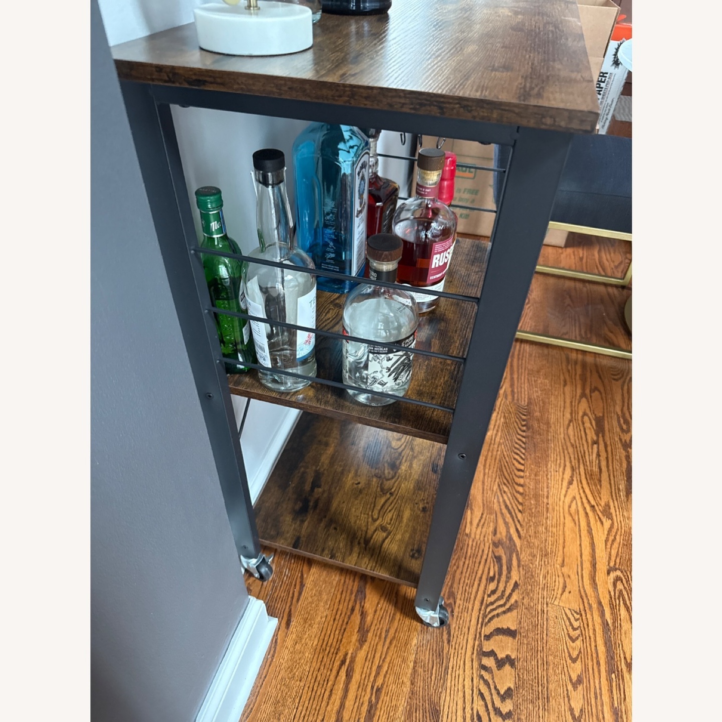 Rustic 3-Tier Rolling Bar Cart - photo 3