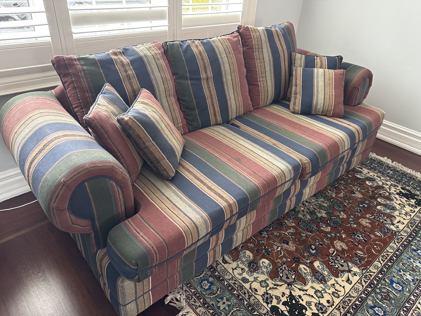 Striped Sofa with Pillows