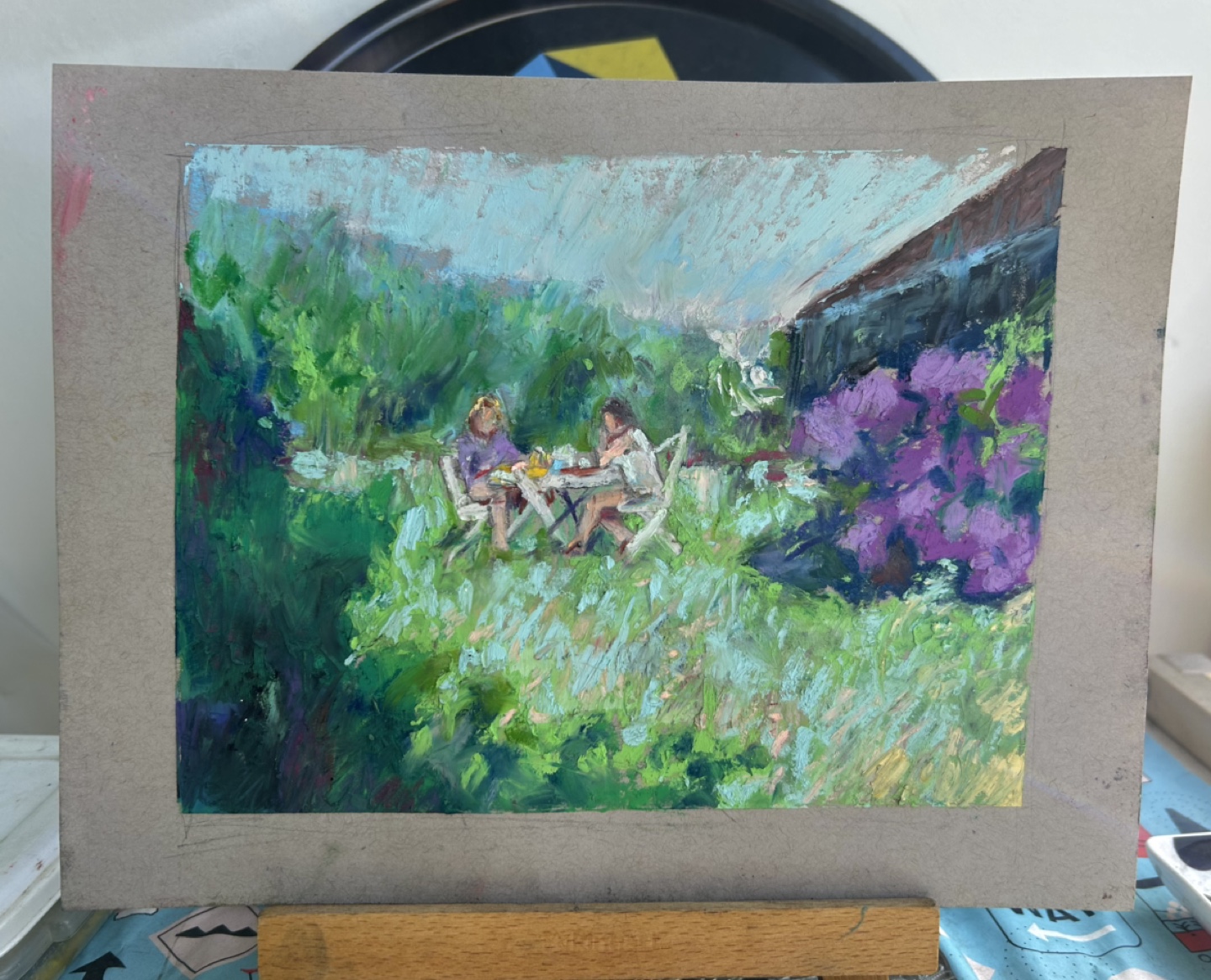 “Spring Brunch” Original Oil Pastel Painting - photo 2