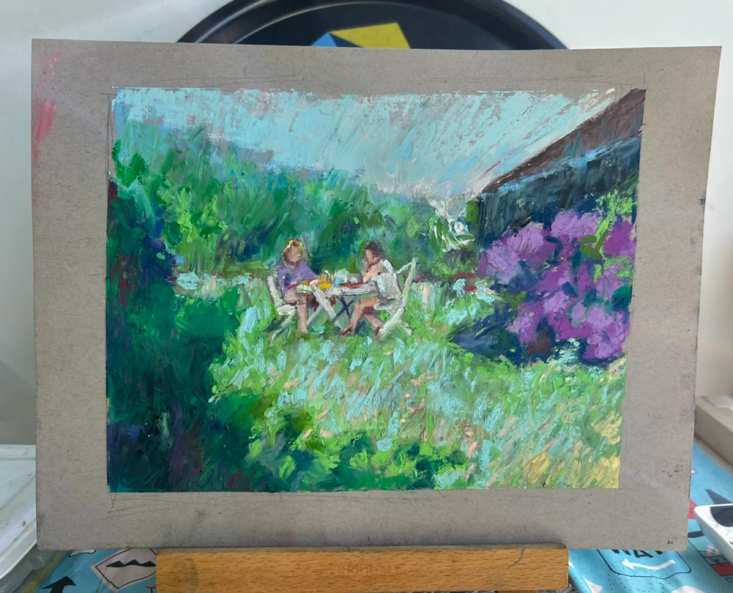 “Spring Brunch” Original Oil Pastel Painting image indicator(2)