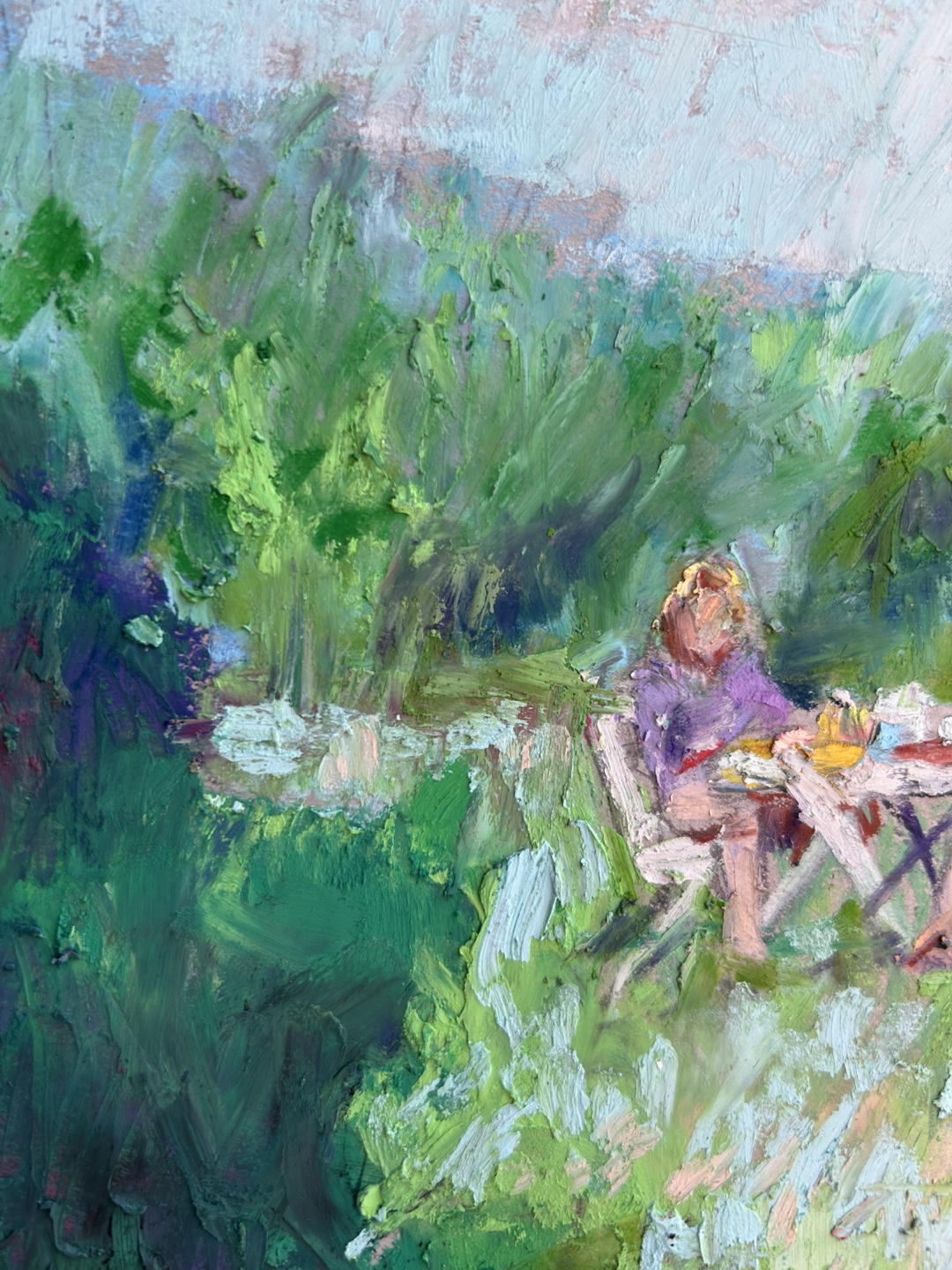 “Spring Brunch” Original Oil Pastel Painting - photo 3