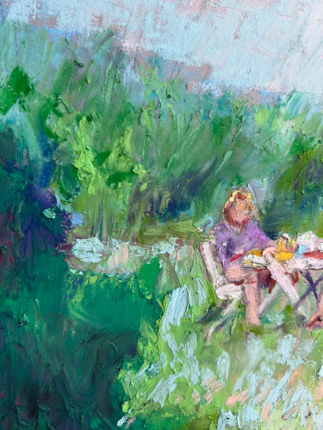 “Spring Brunch” Original Oil Pastel Painting image indicator(3)