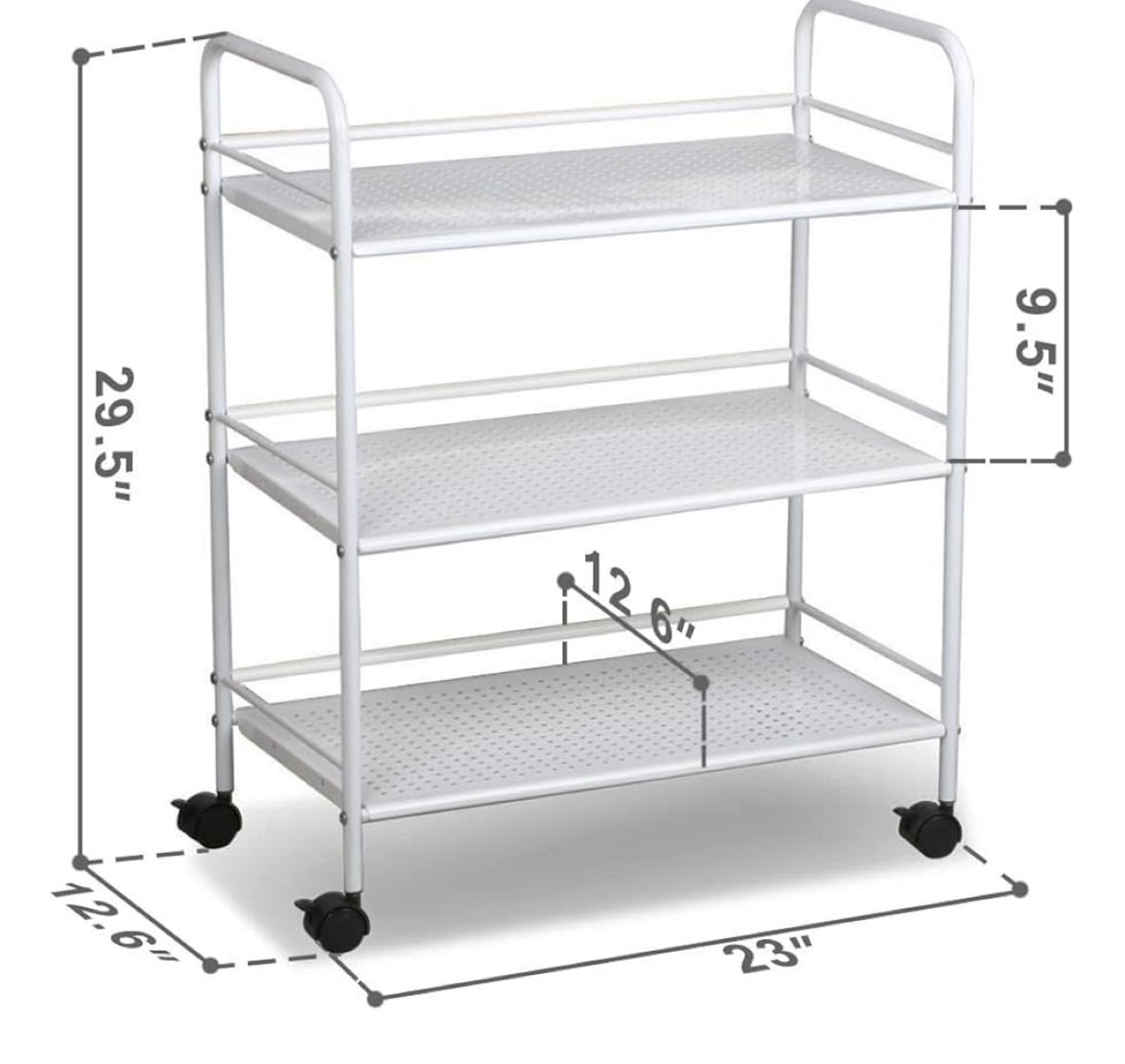 White 3-Tier Rolling Cart