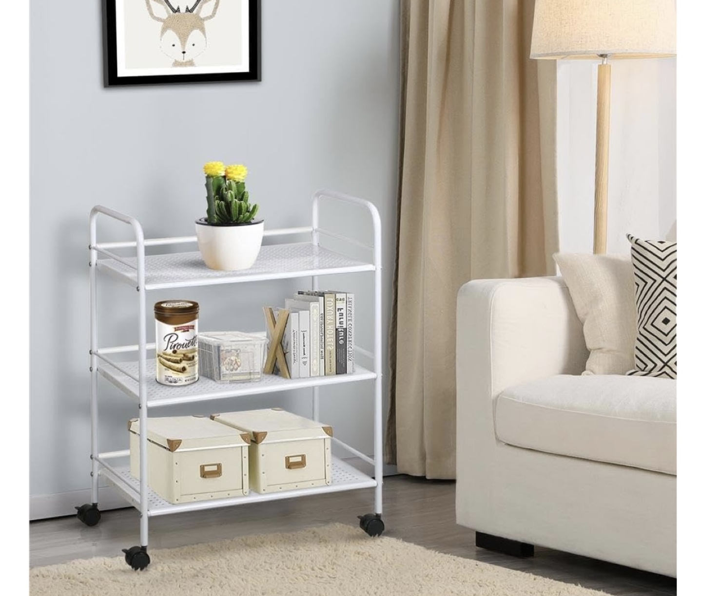 White 3-Tier Rolling Cart - photo 2