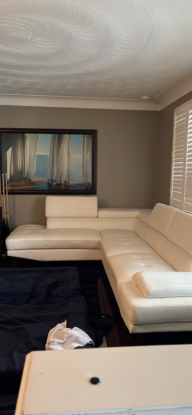 White Leather Sectional Sofa - photo 2