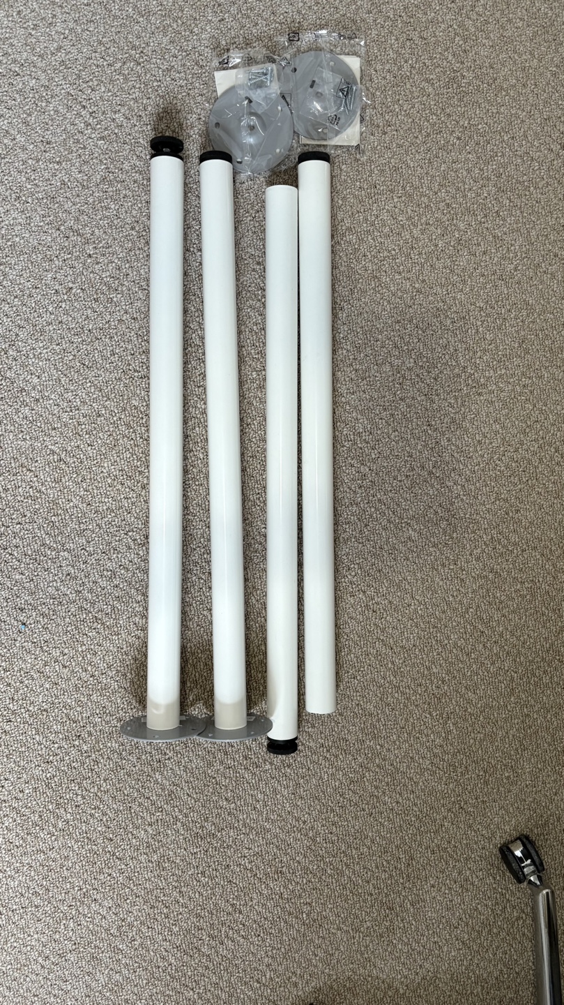 IKEA White Table Legs ADILS with Hardware