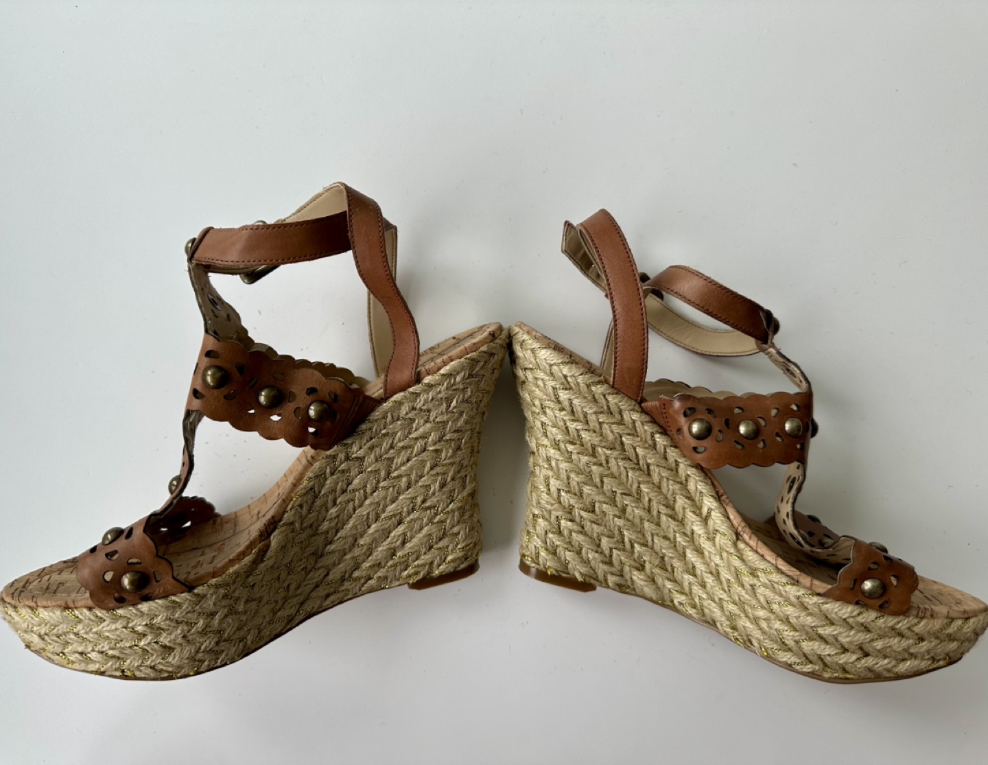 GUESS Women's Brown Leather Wedge Sandals - Size 6M - photo 2