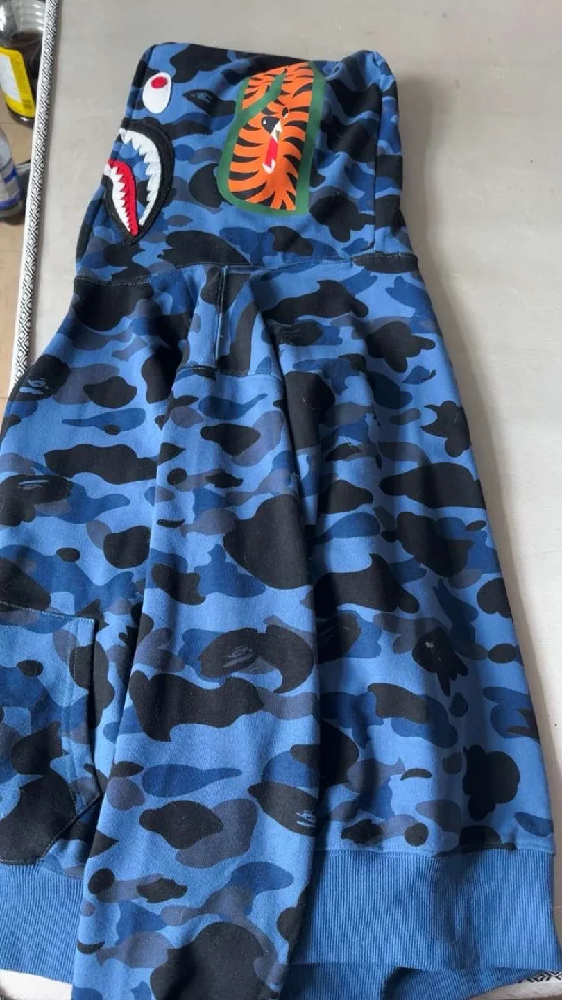 A Bathing Ape Blue Camo Shark Hoodie image indicator(2)