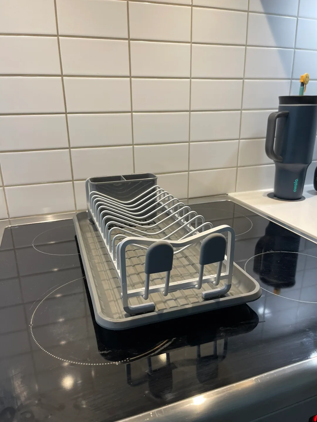 Grey Dish Drying Rack with Cutlery Holder thumbnail