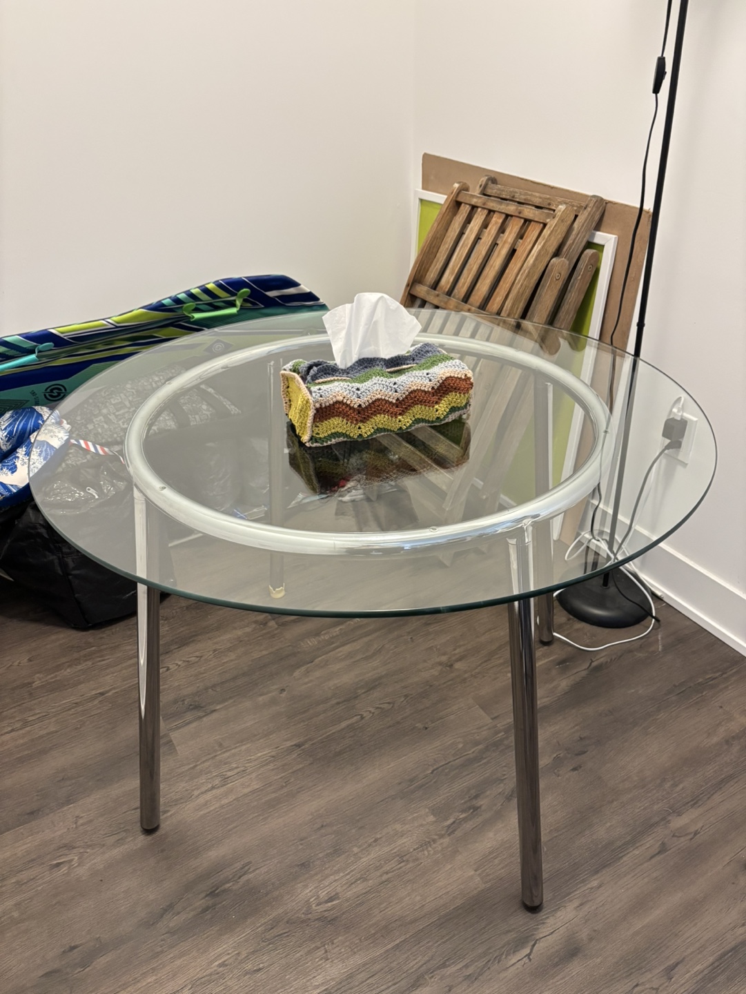 Glass Dining Table with Chrome Legs