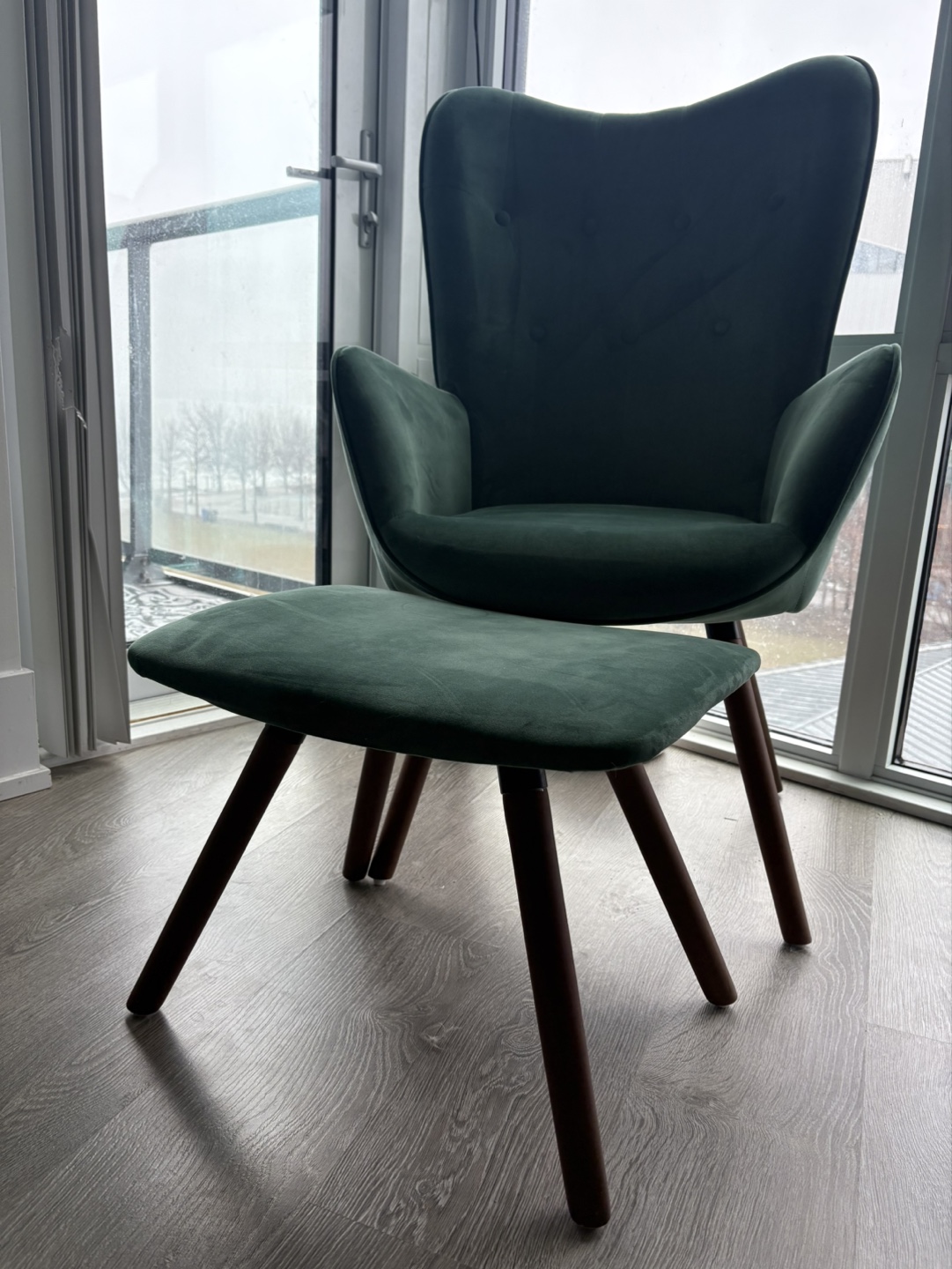 Velvet Armchair and Ottoman Set - photo 2