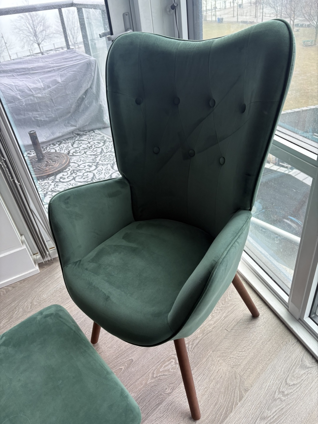 Velvet Armchair and Ottoman Set - photo 3