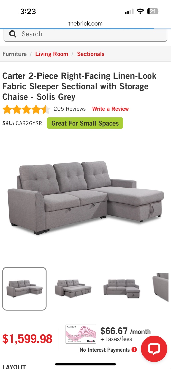 Carter 2-Piece Right-Facing Linen-Look Sectional Sleeper Sofa - photo 5