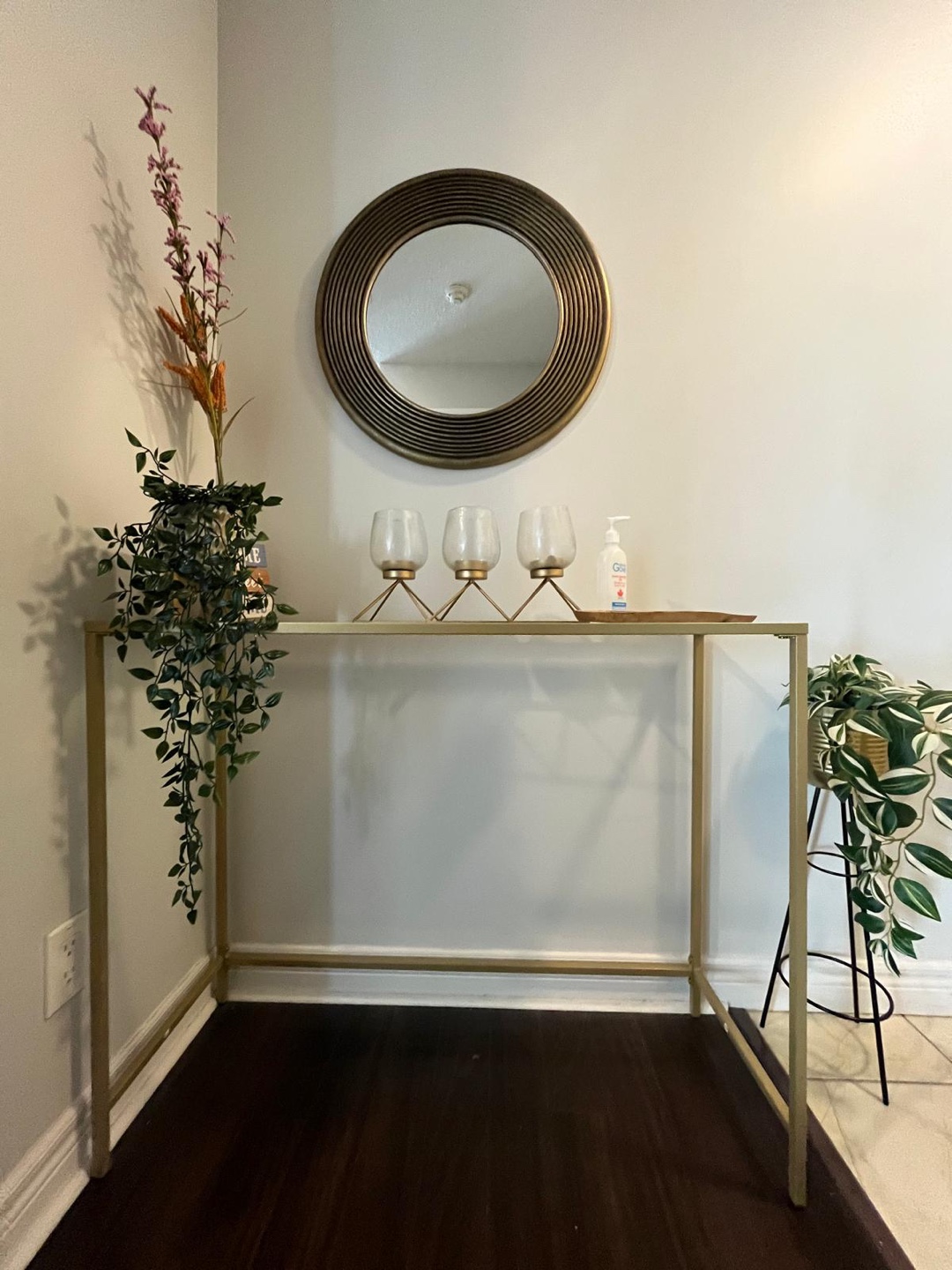 Gold Metal and Glass Console Table - photo 2